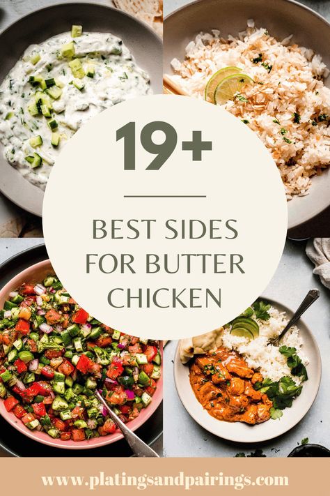 Veggie Butter Chicken, Butter Chicken Appetizer, Garlic Butter Chicken Sides, Sides For Indian Food, Sambals For Chicken Curry, Sides For Curry Chicken, Chicken Tikka Masala Side Dishes, Butter Chicken Vegetables, Butter Chicken Rice Bowl