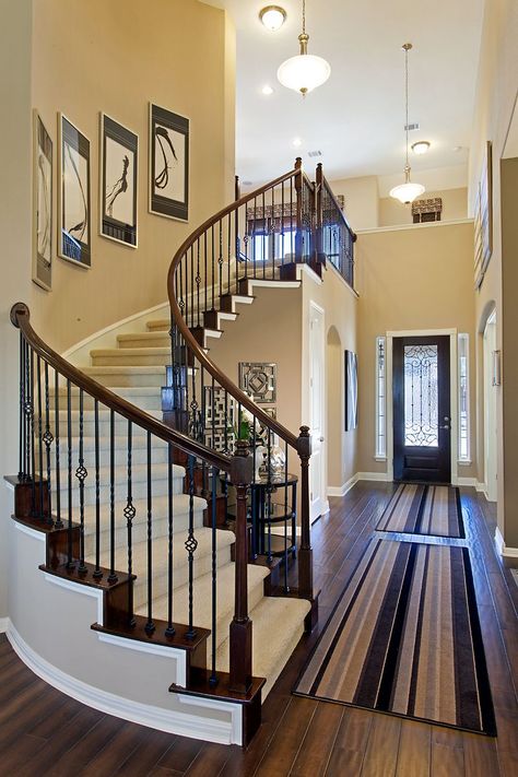 Round Stairs Design, Metal Shop Houses, Barndominium With Shop, Affordable Barndominium, Barndominium House Plans, Wrought Iron Spindles, Shop Houses, Round Stairs, Iron Spindles