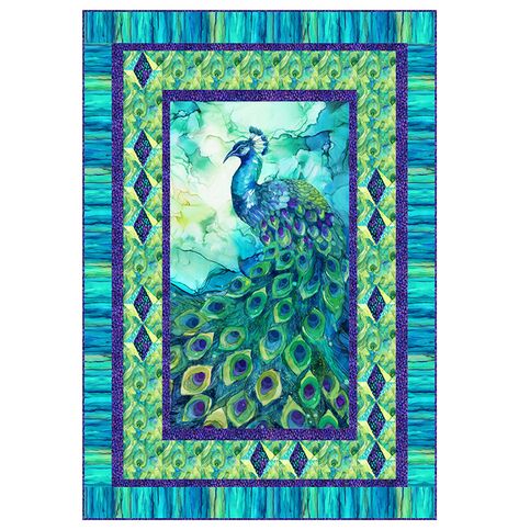 Peacock Quilt, Panel Quilt Patterns, Bright Quilts, Northcott Fabrics, Quilted Baby Blanket, Fabric Kit, Quilt Stores, Panel Quilts, Free Quilting