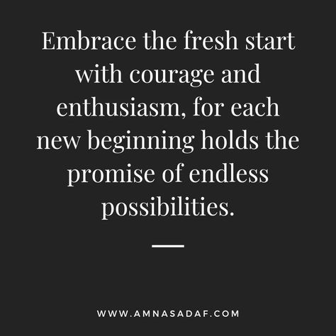 "Embracing the fresh start with courage and enthusiasm, for each new beginning holds the promise of endless possibilities." #writingcommunity #peaceofmind #selfcompassion #positivity #selfreminder #personalgrowth #writersofinstagram #mindset #selfcare #selfworth #newstart #newbeginnings #motivation A Fresh Start Quotes, Quotes New Beginnings, Fresh Start Quotes, Start Quotes, New Beginning Quotes, A New Beginning, Private Practice, Vision Boards, Self Reminder