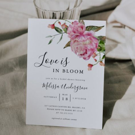 Love is in Bloom Bridal Shower for $2.80 - Bridal Shower Invitations Bridal Shower Theme Invitations, Bridal Shower Summer, Let Love Bloom, Love Is In Bloom, Spring Bridal Shower, Floral Bridal Shower Invitations, Pink Peony, Floral Bridal Shower, Floral Theme