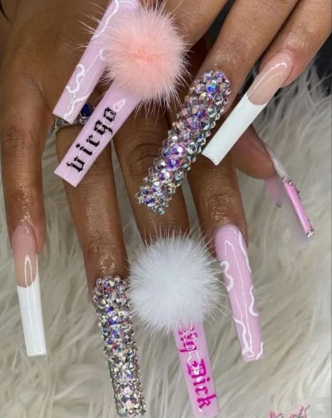 Zodiac Acrylic Nails, Nails Virgo, 21st Birthday Nails, Nail Designs Bling, Acrylic Nail Designs Coffin, Birthday Nail Designs, Emerald Nails, Acrylic Nail Shapes, Square Nail Designs