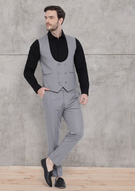 Mens Koti Style, Grey Waistcoat Men Outfit, West Coat For Men, Waist Coat Men Wedding, Waistcoat Men Style, Waistcoat Men Wedding, Waist Coat Men, Formals For Men, Vest Coats