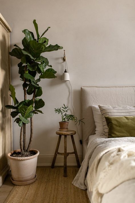 Bedroom Plants Decor, Teenage Room Decor, Natural Bedroom, Devol Kitchens, Relaxing Bedroom, Bedroom Plants, Style Deco, In The Corner, Room Inspiration Bedroom