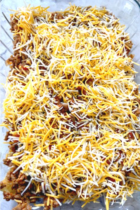 Taco Casserole Bake With Tortilla Chips, Taco Casserole With Tortillas Chips, Taco Casserole With Refried Beans, Hamburger Taco Casserole, Mexican Casserole With Corn Tortillas, Leftover Taco Meat Recipes Easy Meals, Make Ahead Taco Casserole, Taco Bake Casserole With Tortillas, Taco Hotdish