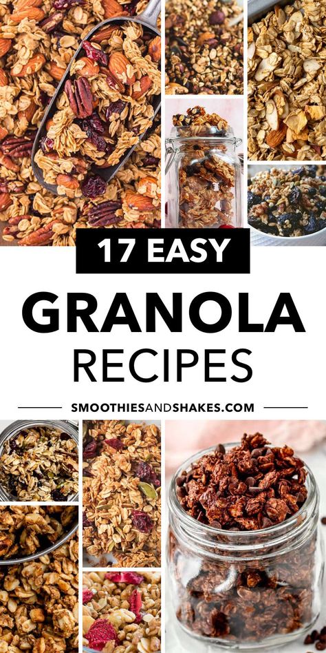 17 Easy Granola Recipes Granola Mix Ideas, Plain Granola Recipe, Quick Oats Granola Recipe, Granola Bark Recipe, How To Make Your Own Granola, Granola Recipes Homemade, Easy Granola Recipe 4 Ingredients, Recipes Using Raisins, Homemade Soft Granola