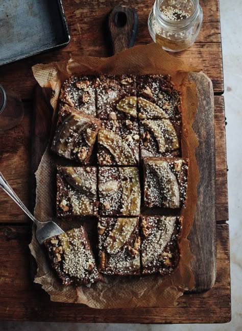 Banana Tahini, Cupboard Recipes, Walnut Bars, Seasonal Vegan Recipes, Easy Bar Recipes, Healthier Sweets, Store Cupboard, Middle Eastern Desserts, Banana Nice Cream