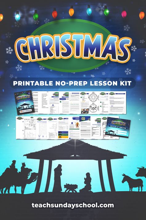 Christmas Sunday School Lesson for Ages K-6. Print & Teach- No Prep! Winter Sunday School Lessons For Kids, Sunday School Advent Lessons, Advent Sunday School Lessons, Christmas Bible Study For Kids, Christmas Lessons For Kids, Sunday School Christmas Lessons, December Sunday School Lessons For Kids, Preschool Christmas Sunday School Lesson, Christmas Childrens Church Lessons