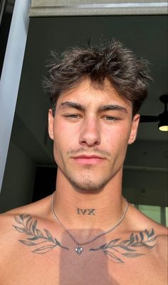 Small Men’s Chest Tattoo, Small Mens Chest Tattoos, Men Tattoo Ideas Collar Bone, Man Collarbone Tattoo, Men Tattoo Ideas Aesthetic, Tattoo Collarbone Men, Coller Bone Tattoo Men, Men’s Tattoos Chest, Men Small Chest Tattoo