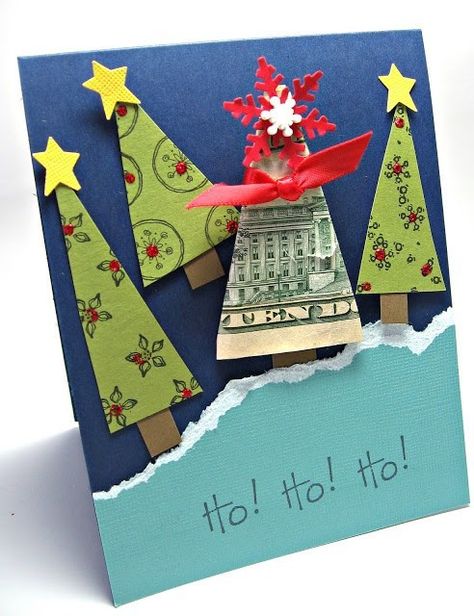 25 Creative DIY Ways to Give Money this Christmas - Raising Teens Today Christmas Gift Certificate, Creative Money Gifts, Christmas Money, Money Origami, Money Tree, Money Cards, Tree Cards, Money Gift, Winter Cards