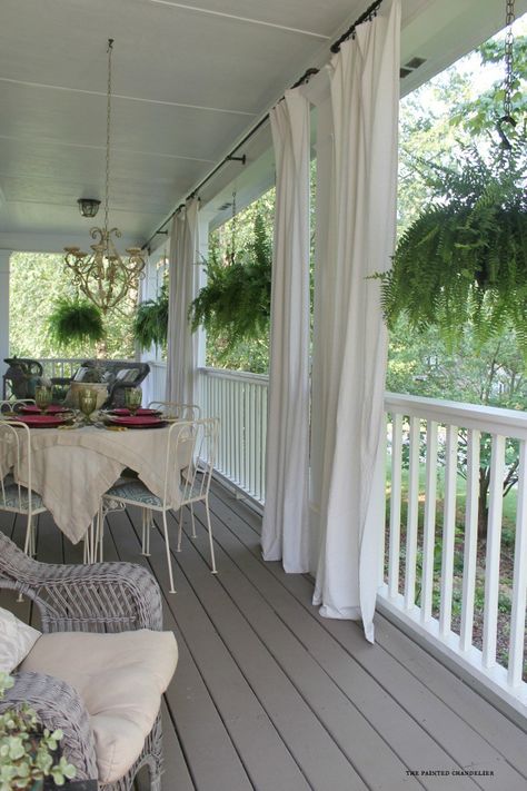 Today I’m sharing my 2 favorite paint colors and techniques for creating a weathered gray finish on furniture and accessories to update items around your home. I recently used this application to update our wicker porch furniture in the Spring and it made a big difference in the overall look of the porch! We have had … Grey Deck Paint, Deck Paint Colors, Wicker Porch Furniture, Floor Paint Colors, White Porch, Deck Makeover, Porch Paint, Porch Curtains, Porch Remodel