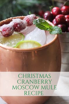 Christmas Drinks Moscow Mule, Christmas Moscow Mule Recipe Holiday Cocktails, Frosted Cranberry Moscow Mule, Cranberry Moscow Mule Recipe For A Crowd, Large Batch Moscow Mule Recipe, Pitcher Moscow Mule Recipe, Mule Drink Recipes Holidays, Crowd Pleasing Cocktails, Moscow Mules For A Crowd