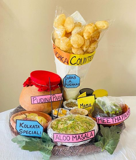 Pani Puri Hamper Ideas, Food Fest Ideas, Food Hamper Ideas, Hamper Diy, Handmade Hamper, Kids Hamper, Stall Decorations, Food Hamper, Baby Shower Hamper