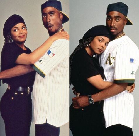 Tupac and Janet Jackson Corny Couples, Poetic Justice Outfit, Janet Jackson Poetic Justice, 90s Couples, Tupac Art, Jo Jackson, Looks Hip Hop, Tupac Pictures, Black Relationship Goals