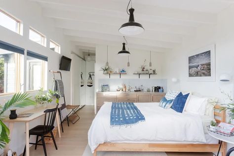 Modern Guest House, Schoolhouse Electric, Garage Bedroom, Diy Tiny House, Accessory Dwelling Unit, Sunset Magazine, Garage Conversion, Garage Makeover, Guest Suite