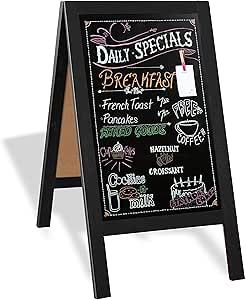 Ilyapa Wooden A-Frame Chalkboard Sign with Eraser - 40 x 20 Inch Magnetic Sidewalk Menu Board – Sturdy Freestanding Black Sandwich Sign Board Menu Display for Restaurant, Business, or Weddings Chalkboard Menu Board, Sandwich Sign, Menu Display, Sweet Water, Restaurant Business, Menu Boards, Framed Chalkboard, Daily Specials, Sign Board