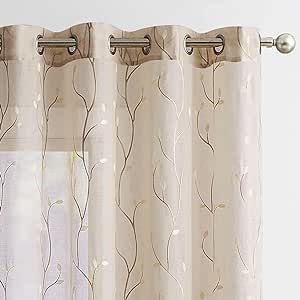 Room Embroidery, Pink Sheer Curtains, Textured Curtains, Rustic Window Treatments, Curtains Floral, Leaf Curtains, Voile Panels, Sheer Linen Curtains, White Sheer Curtains