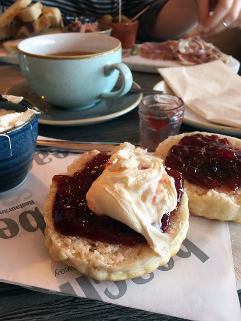 Cornish Cream Tea in St Ives Cornwall Cream Tea Aesthetic, Cornwall St Ives, Cornish Aesthetic, Cornish Pastry, Cornwall Life, St Ives England, Charlestown Cornwall, Cornwall Summer, Cornish Cream Tea