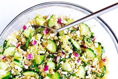 These Make-Ahead Salads Will Make Your Week Easier (and Won’t Get Soggy) | Clean Plates Cucumber Quinoa Salad, Italian Vinaigrette, Cook Quinoa, Make Ahead Salads, Cooked Quinoa, Cucumber Diet, Resep Salad, Gimme Some Oven, Salad Pasta