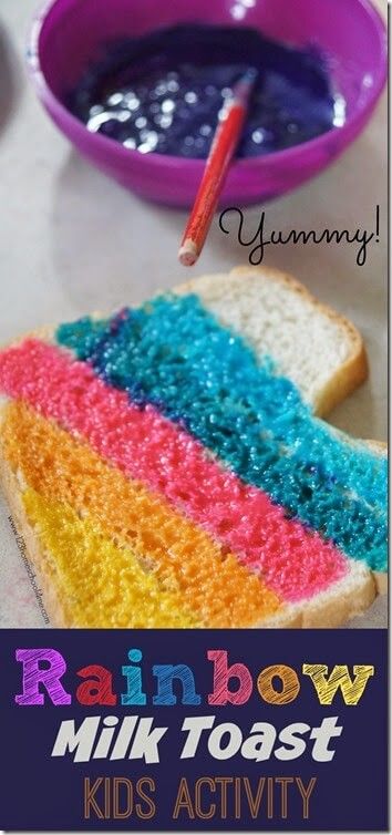 Preschool Cooking Activities, Preschool Food, Rainbow Milk, Preschool Cooking, Cooking Theme, Rainbow Activities, Food Activities, Toddler Art Projects, Fun Snacks For Kids