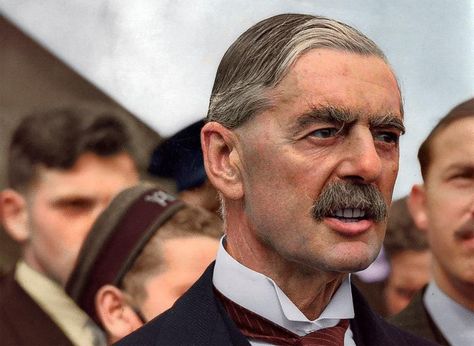 Neville Chamberlain Colorized Historical Photos, Colorized Photos, English History, Priscilla Presley, Historical Images, James Dean, Historical Pictures, Black N White Images, Us Presidents