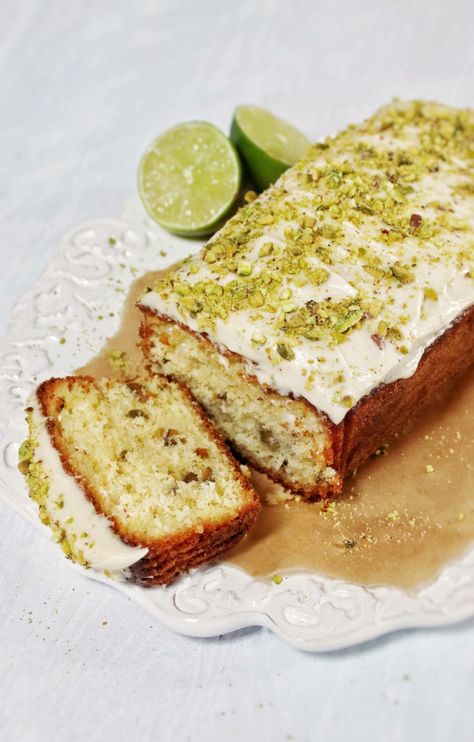 Lime and Pistachio Loaf Cake Pistachio Loaf Cake, Pistachio Loaf, Pistachio Cake Recipe, Peanut Butter Bread, Loaf Cake Recipes, Lime Cake, Cranberry Bread, Pistachio Cake, Fruit Bread