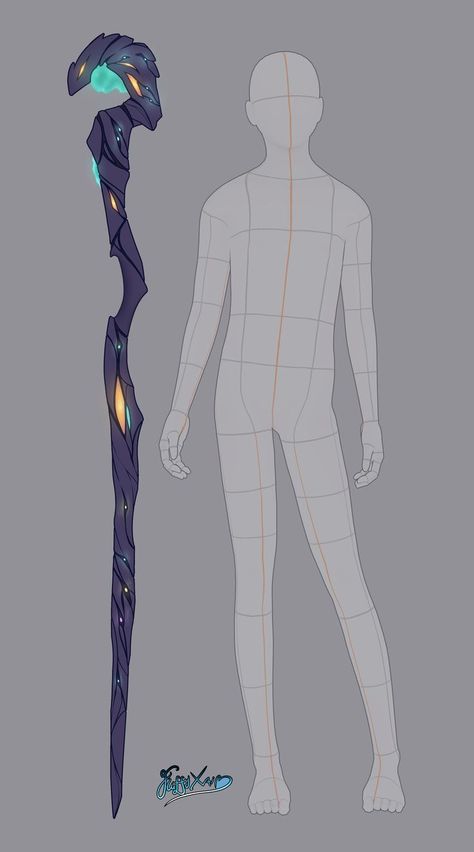 I had an idea and wanted to draw a magic staff! Issei Hyoudou, Staff Magic, Magic Staff, Wizard Staff, Fantasy Props, The Supernatural, Fantasy Costumes, Little Brother, Prop Design