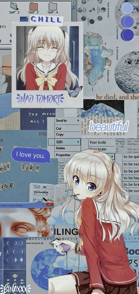 Charlotte Aesthetic, Aesthetic Wallpaper Blue, Charlotte Wallpaper, Japan Graphic Design, Charlotte Anime, Anime Places, We Bare Bears Wallpapers, Anime Wallpaper Phone, Gothic Anime