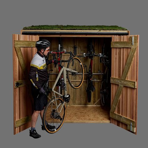 Bike Shed Ideas, Bicycle Shed, Garden Bike Storage, Bicycle Storage Shed, Living Green Roof, Bianchi Bicycle, Vertical Bike Storage, Outdoor Bike Storage, Yard Storage