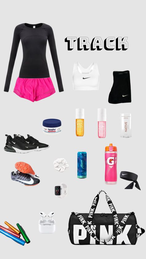 Track And Field Clothes, Track Day Outfit, Track And Field Outfits Cold, Whats In My Track Bag, What’s In My Track Bag, Track And Field Aesthetic Outfit, Track And Field Bag Essentials, Track Wishlist, Track Outfits Practice