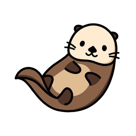 Cute otter Cute Otters Drawing, Sea Otter Art, Otter Cartoon, Otter Drawing, Otter Tattoo, Otter Art, Animal Doodles, Stickers Kawaii, Sea Otter