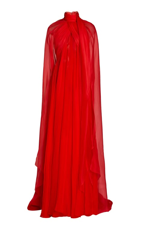 Chiffon Red Dress, Luxury Silk Chiffon Maxi Gown, Modest Gowns, Red Chiffon Long Sleeve Maxi Dress, Summer Modest Dresses, Luxury Red Long Sleeve Maxi Dress, Red Dress Moda Operandi, Luxury Pre-draped Red Maxi Dress, Embellished Maxi Dress