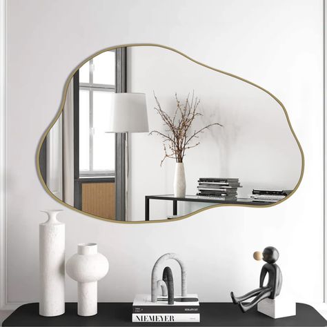 PRICES MAY VARY. 『Perfect Size』: Irregular Mirror measures about 30"x20.5" with metal hooks that can be hung vertically or horizontally. The mirror is light overall and can be easily installed individually. 『Ultra-high Quality』 : HD mirror to achieve high-definition 1:1 imaging. Equipped with an explosion-proof membrane to keep family and friends safe. 『Hanging Free』: The Irregular mirror has hooks on the back panel to hang on the wall. Multiple angles, more freely. 『Suitable Scene』: This asymme Mirror Cloud, Cloud Mirror, Mirror For Living Room, Horizontal Mirrors, Irregular Mirror, Asymmetrical Wall, Wavy Mirror, Room Vanity, Minimalist Vibe