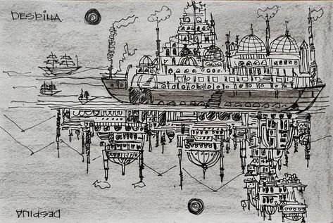 Invisible Cities Study Guide & Illustrations | Medium Mental Map, Invisible Cities, Architecture Graphics, Truth Of Life, Water Bodies, Pen Sketch, Human Emotions, Urban Planning, Study Guide