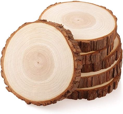 Amazon.com: Fuyit Wood Slices 6 Pcs 6-6.3 Inches Unfinished Natural Tree Slice Wooden Circle with Bark Log Discs for DIY Arts and Craft Rustic Wedding Christmas Ornaments Wood Slices For Centerpieces, Natural Christmas Ornaments, Wood Slice Centerpieces, Large Wood Slices, Wedding Christmas Ornaments, Table Centerpieces Diy, Log Slices, Wood Bark, Wood Centerpieces