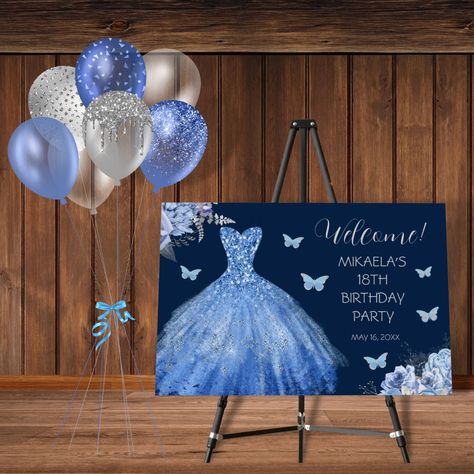 18th Debut Theme, Debut Theme Ideas, Debut Theme, 18th Birthday Decorations, Happy Birthday 18th, Quinceanera Party, 18th Birthday Party, Blue Gown, Big Party