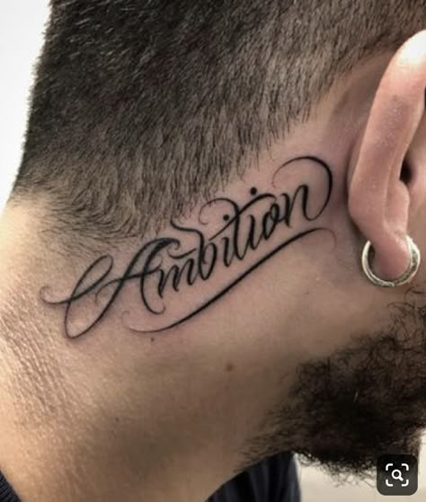 Name Tattoos On Neck, Ambition Tattoo, Tato Nama, Font Tato, Tato Flash, Best Neck Tattoos, Small Neck Tattoos, Side Neck Tattoo, Tattoo Lettering Styles