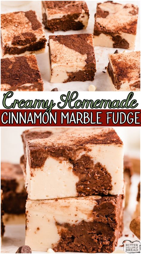 Cinnamon Roll Fudge, Marble Desserts, Cinnamon Fudge Recipe, Cinnamon Fudge, Fudge Ideas, Easy Kids Recipes, Marshmallow Recipes, Fudge Shop, Fudge Dessert