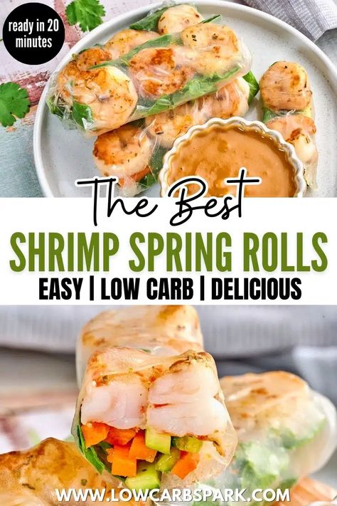 Healthy Spring Rolls Recipe, Spring Rolls Recipe Shrimp, Easy Spring Rolls, Keto Chinese Food, Healthy Spring Rolls, Summer Rolls Recipe, Veggie Rolls, Crunchy Vegetables, Shrimp Spring Rolls