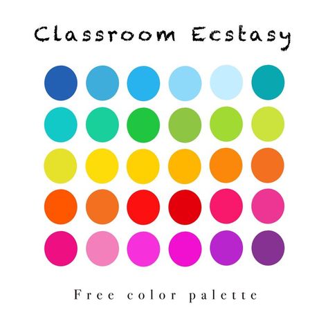 Bright Procreate Color Palette, Elementary School Color Palette, Kindergarten Color Palette, Educational Color Palette, Color Palette For Education, Kidcore Palette, Bright Rainbow Color Palette, Teacher Color Palette, Back To School Color Palette