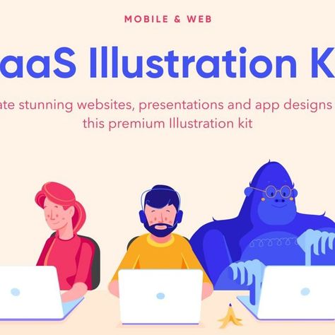 SaaS Illustration Kit Design, Fictional Characters, Digital Art, Mobile Web, App Design, Presentation, Illustrations