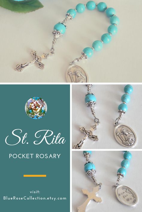 Pocket Rosary Diy, Rita Of Cascia, Hamilton Canada, St Rita Of Cascia, Rosary Making, St. Rita, Pocket Rosary, Rosary Jewelry, Beads Colors