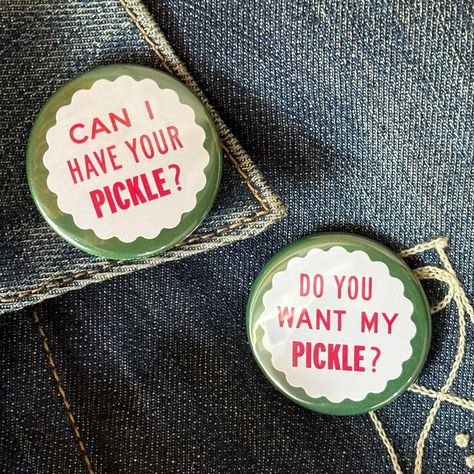 There are TWO TYPES of people in this world. Pickle Givers and Pickle Requesters. The enamel pin killed the 1" button... but the 1.75" Button lives on! ... or whatever. I just wanted to make some old school BIG buttons. Made in the USA by Me Two Types Of People, Busy Beaver, Felt Patch, Iron On Letters, Bag Pins, Riso Print, Diy Buttons, Types Of People, Candle Shop