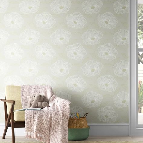 Mistana™ Baby & Kids Osvaldo Peel & Stick Floral Roll & Reviews | Wayfair Gray Backdrop, Apartment Rental, Peel Stick Wallpaper, Blue Elephants, Gold Leaves, Accent Wallpaper, Wallpaper Roll, Pull Up, Grey And Gold