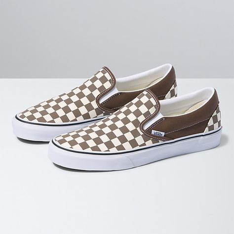 Vans Platform Slip On, Rain Drum, Sk8 Low, Brown Checkered, Vans Original, Checkered Vans, Vans Checkerboard, Vans Store, Classic Vans