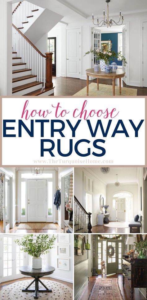 Foyer Rugs Entryway Front Entry Round, Front Doorway Ideas Entryway Inside, Round Rugs In Entryway, Entry Foyer Rugs, Main Entrance Rug, Round Rug Hallway, Foyer Round Rug, Entryway Rug Size Guide Farmhouse, Entry Hall Rug Ideas