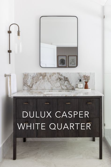 If you're searching for the perfect shade of white we love Casper White Quarter by Dulux for its light fresh colour with just enough warmth to stop it feeling sterile. Check out our blog to learn our favourite 3 shades of white! Dulux Casper White Quarter, Dulux Casper White, Dulux Paint Colours White, Casper White Quarter, White Paint Colours, Dulux White, Dulux Paint Colours, Dulux Paint, Best White Paint