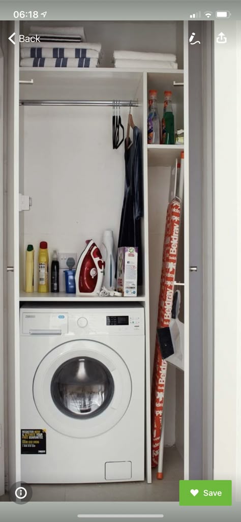 European Laundry, Ideas Armario, Laundry Cupboard, Utility Cupboard, Laundry Room Closet, Under Stairs Cupboard, Laundry Room Inspiration, Laundry Closet, Apartment Renovation