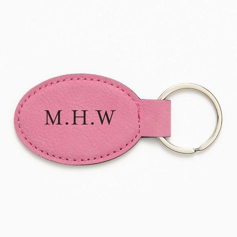 Let your monogram shine as you keep your keys easily distinguishable, adding a touch of elegance to your daily routine.Crafted from high-quality vegan leather, this key fob offers a cruelty-free alternative to traditional leather without compromising on style or durability. This material is water resistant, easy to clean, and durable enough for everyday use.Each fob comes with a sturdy steel key ring, making it easy to attach keys and other important travel items securely. Keychain With Initials, Golf Keychain, Pink Key, Monogram Bow, Girly Car Accessories, Car Key Cover, Girly Car, Xmas List, Ring Making