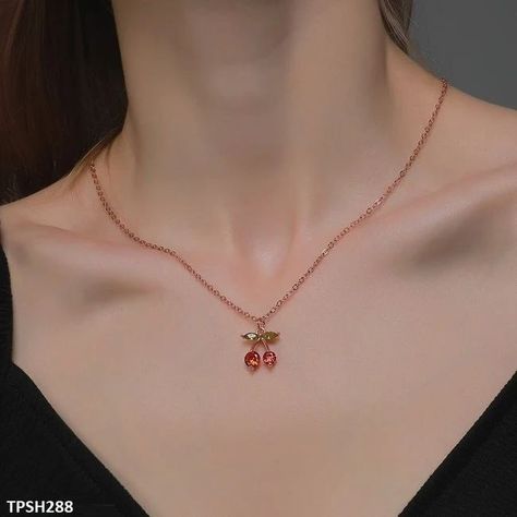 Buy this cute Cherry pendant necklace for a mesmerizing look😍💫✨ Product code:SKU: 16075 Link to the product :https://tjwholesale.pk/collections/imported-trendy-pendant-set-tps/products/tpsh288-qwn-cherry-leaf-pendant-necklace?ref=Girls%20Corner Click the link in bio for more trendy and elegant accessories 🥀❤️😍 #fashion #instagood #minimalist #jewelry #jewelryaddict #cute #elegant #affordable #stufftobuy #like #follow #smallbusiness #affordablefashion #trending Cherry Accessories, Cherry Pendant, Cherry Jewelry, Cherry Leaf, Cute Necklaces, Elegant Accessories, Leaf Pendant, Pendant Set, Minimalist Jewelry